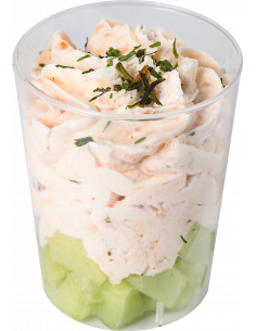 Verrine duo de mousse saumon concombre