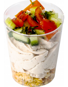 Verrine tuc mousse de thon concombre tomate